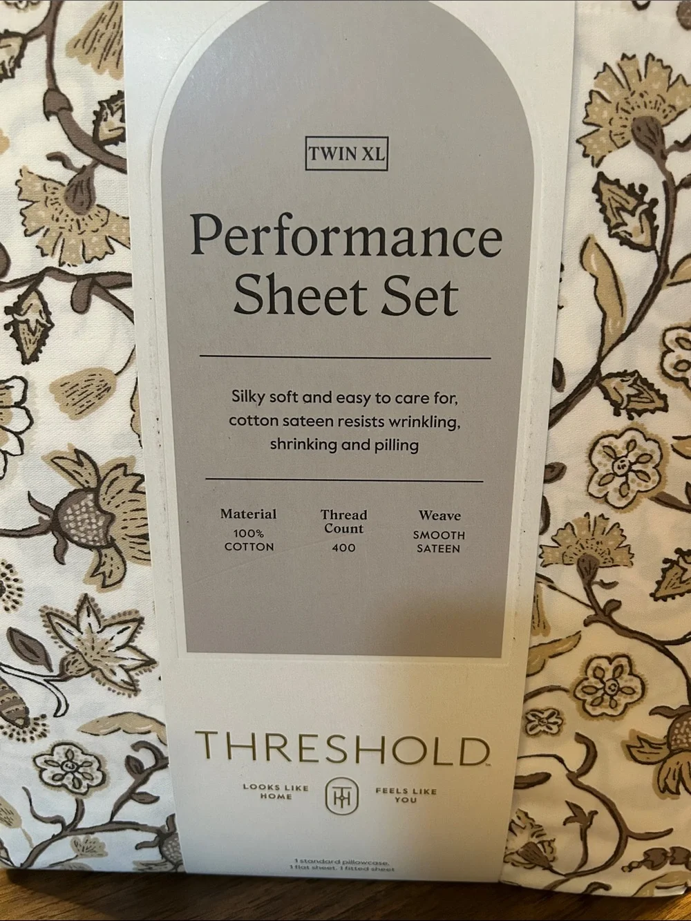 Threshold Floral Performance Sheet Set - Cream and Brown